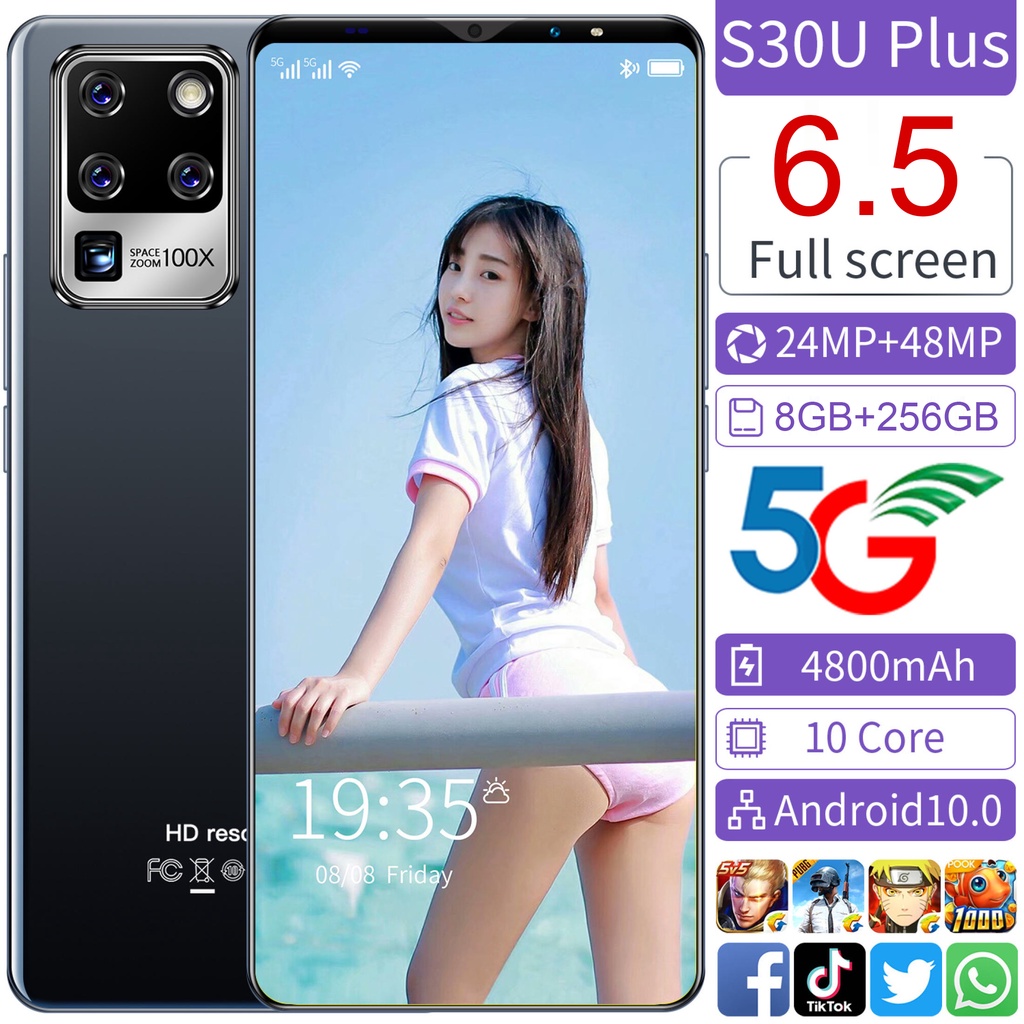【COD+Pengiriman lokal】 hp murah galaxy S30U plus 4G/5G LTE 6,5 inci Ponsel Pintar Baru RAM 8GB/256GB handphone murah promo cuci gudang Smartphone Android Garansi Resmi Cod Terbaru Hp