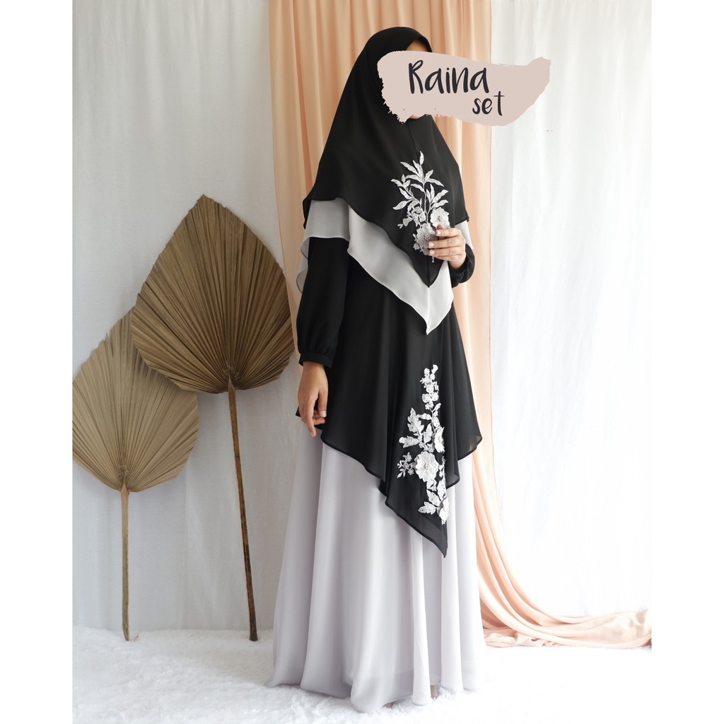 Gamis Syari Ceruty Babydoll Set Khimar Gamis Syari Wanita Remaja Muslimah Pesta Mewah Terbaru
