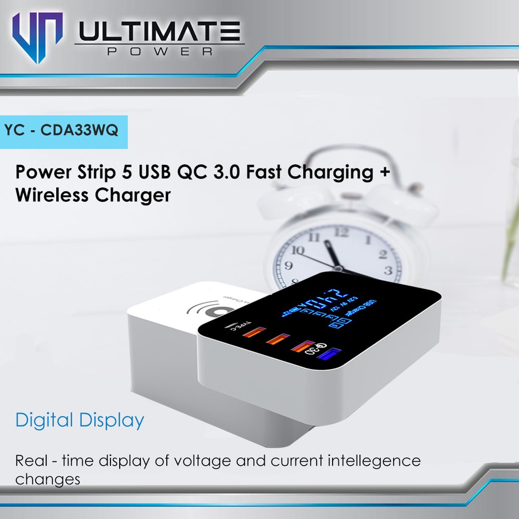 Power Strip 5 USB Ultimate Power 5 USB Power Strip Wireless + Fast Charging QC 3.0