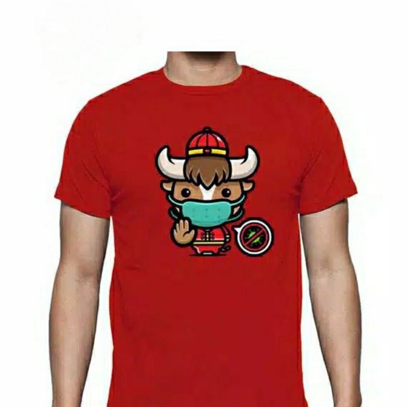 KAOS IMLEK SAPI PAKAI MASKER BAJU IMLEK BAJU SINCIA KATUN COMBED 30S