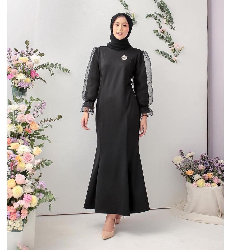 TRP.479026 ▪ MS  Premium Davea Dress Bodycon Wanita Scuba Tebal / Long Gamis Muslimah Kondangan