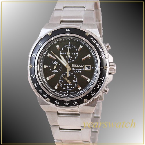 Seiko Original Quartz SNAD83P1 Chronograph Alarm Black Dial Jam Tangan Pria SNAD83