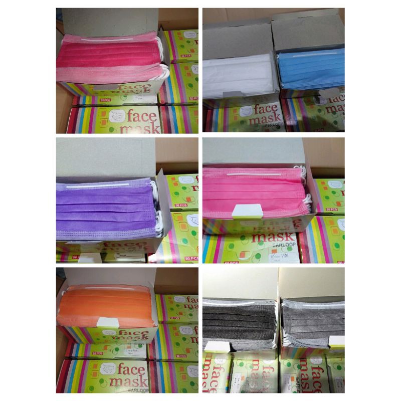 Masker hijab mix warna warni isi 50pcs 3ply
