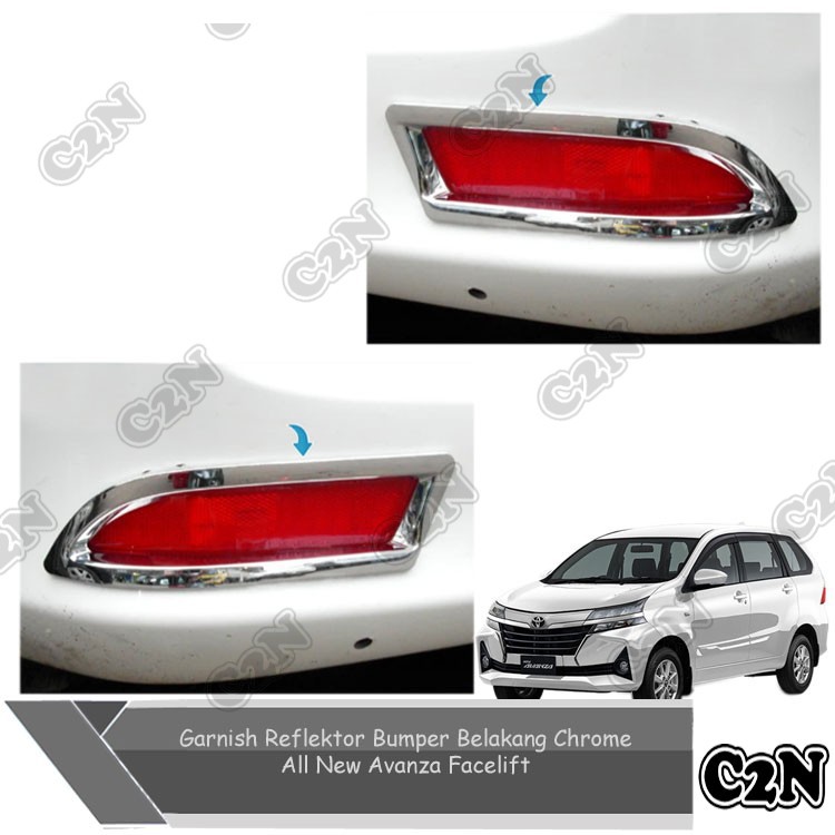 Garnish Reflektor Bumper Belakang Chrome Mobil Avanza Facelift
