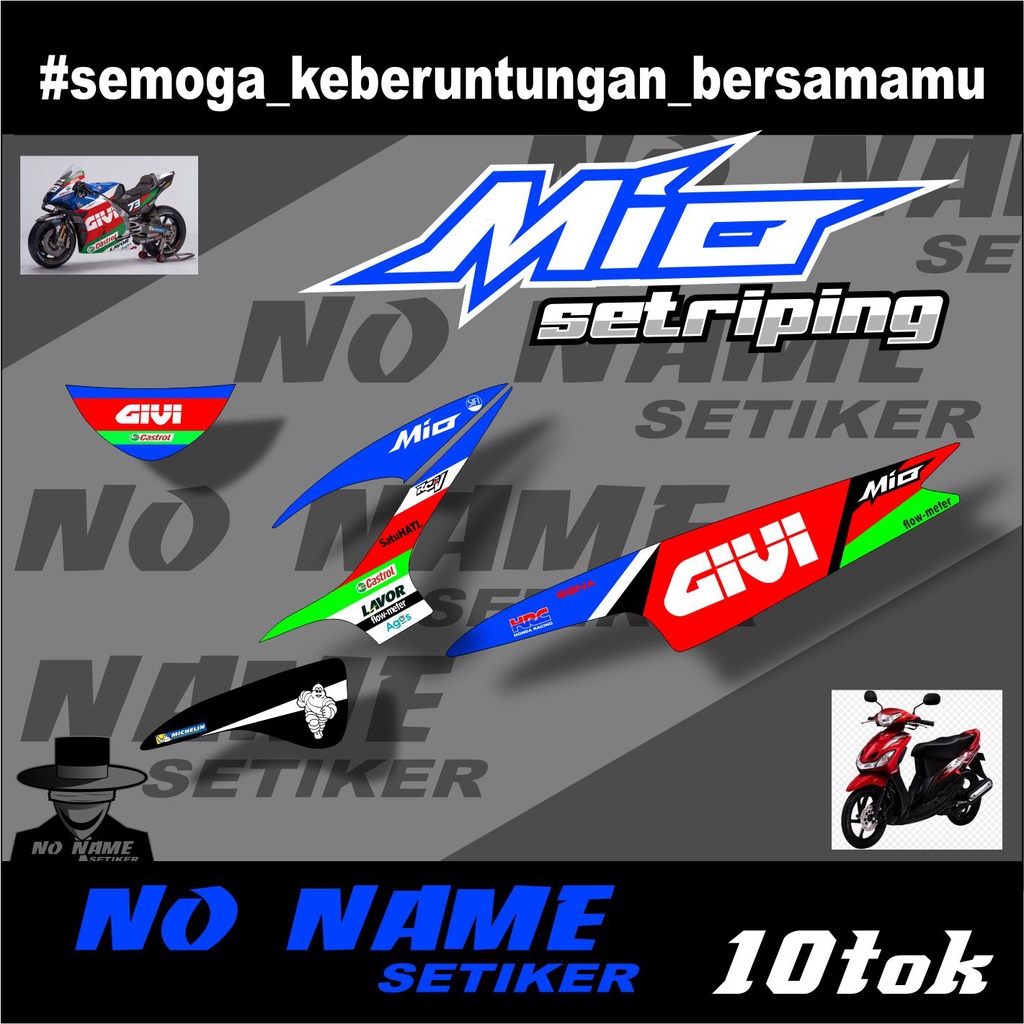 Stiker Striping Mio 110 Smile/Sporty (10Tok) Motif moto Gp Givi - 2008 2009 2010 2012 2013 setiker decal mio karbu