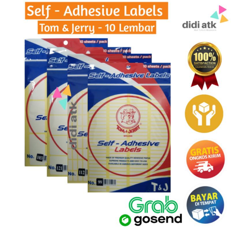 

Self - Adhesive Labels Tom & Jerry / Label Kertas Tempel Nomor 99 103 107 123 121 112 115 95 102