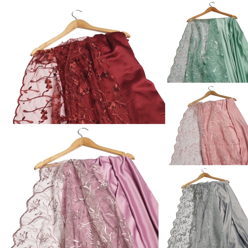 Paket Seragam Bridesmaid Lengkap Wisuda Lamaran Keluarga Tile Akar Motif Brokat Kain Satin Maxmaraa Luxury