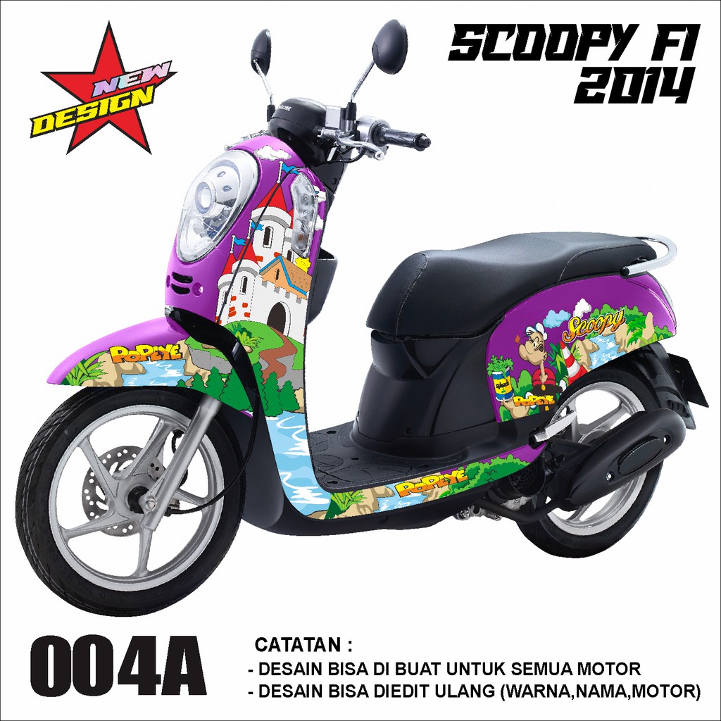 Decal Dekal Sticker Stiker Fullbody Scoopy Fi 2014 Desain POPEYE Kombinasi Pemandangan-004