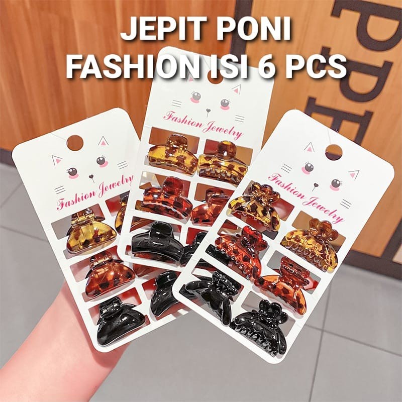 JEPIT PONI FASHION ISI 6 PCS / JEDAI MINI CLAW / AKSESORIS RAMBUT WANITA KOREA IMPOR