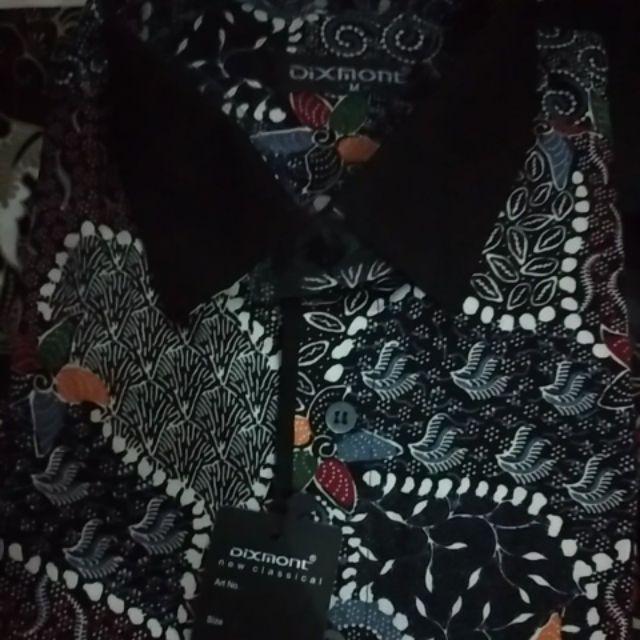 Kemeja Batik Pria Lengan Pendek Bs62 Katun Motif Modern Dixmont Semi Slim Fit Premium
