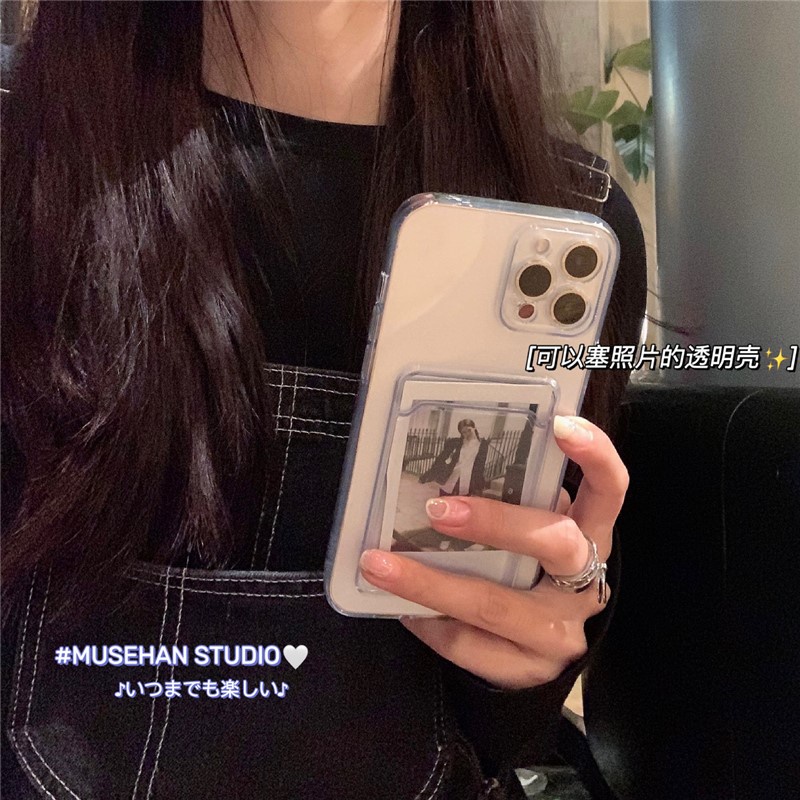 Soft Case Silikon Transparan Holder Kartu Untuk iPhone 14 Pro Max 13 Pro Max 12 11 Pro Max 12 mini SE 2020 6 6S 7 8 Plus X XR XS Max i6 i7 i8 i11 i12 +