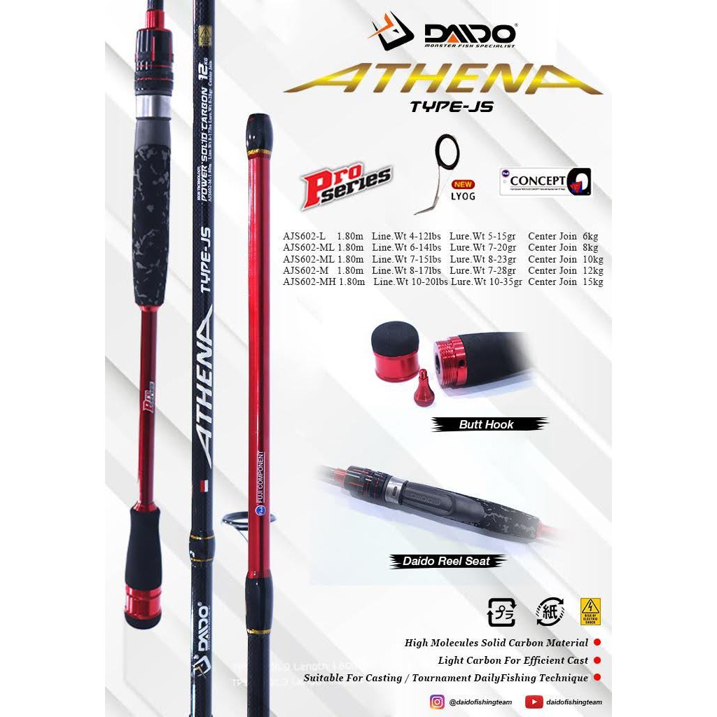 joran pancing daido athena pro series full fuji lengkap ukuran FREE PACKING PIPA