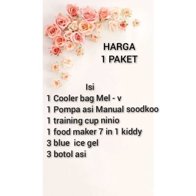 PAKET ( COOLER BAG +POMPA ASI MANUAL +3BTLASI + 3BLUE ICE GEL + KIDDY FOODMAKER+NINOTRAINING CUP)