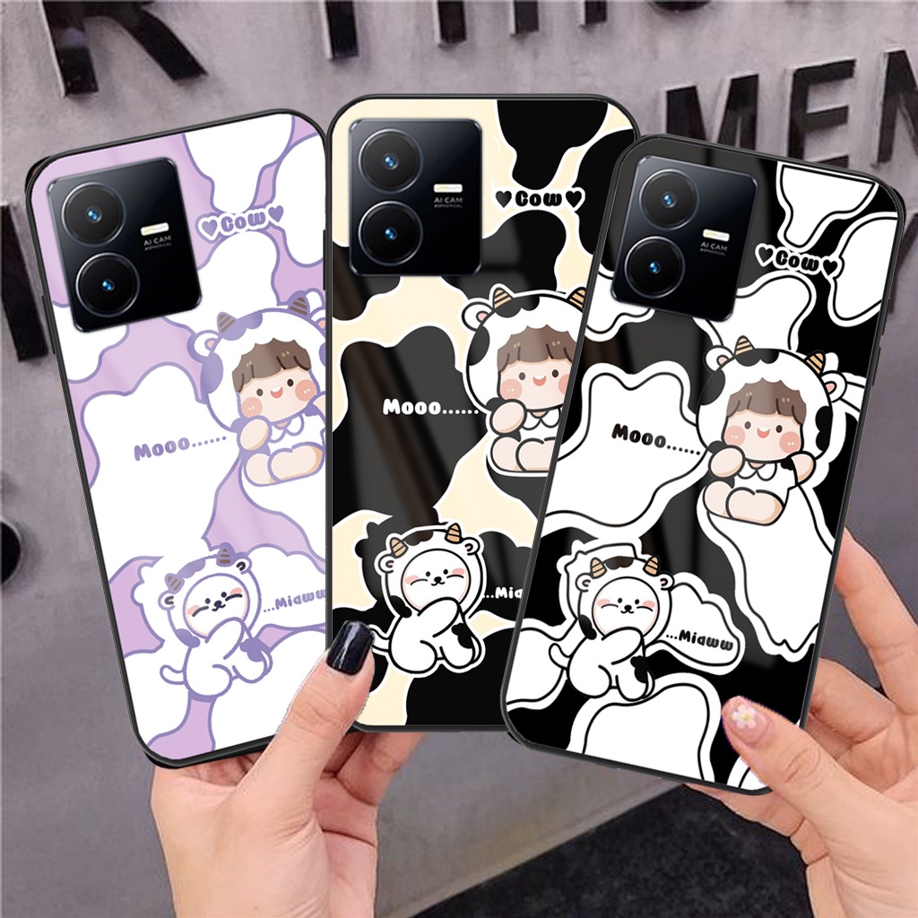 Softcase Glass Kaca Camera Protect - LS19 -  Softcase Kaca Mewah Vivo Y22 Terbaru  - Softcase Kaca V