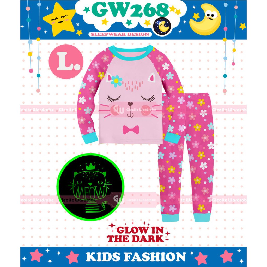 GW 268 KIDS-L PIG GLOW IN THE DARK PAJAMAS (GW268K-L)