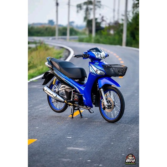 striping wave 125 Supra x 125 helm in biru hitam