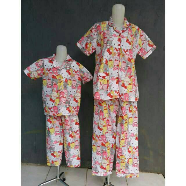 Piyama Couple / piyama dewasa / piyama anak / setelan / setelan tidur / tidur / baju anak / kucing