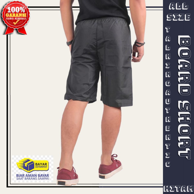 Celana Board Short Pria Kolor Pendek Murah Hitam Katun Boxer SantaiCowok Polos Olahraga