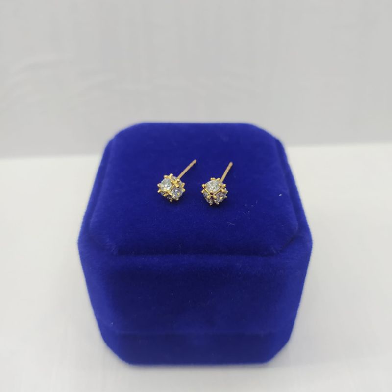 Anting Giwang Tusuk Permata Cubic Zirconia Rhodium Lapis Emas 18K Mewah Fashion Import - Istanbul