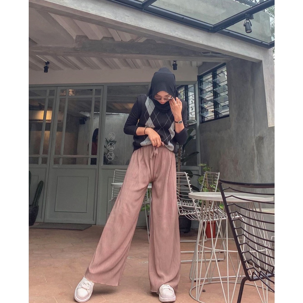 Sora Plisket Pants / Celana Kulot Plisket Lidi Premium / Celana Kulot Wanita