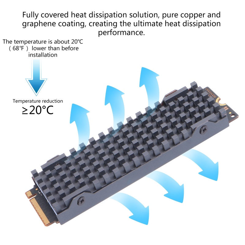 Bt Tembaga Murni Graphene Pendingin Heat Sink Untuk Heatsink M.2 NGFF PCI-E NVME SSD