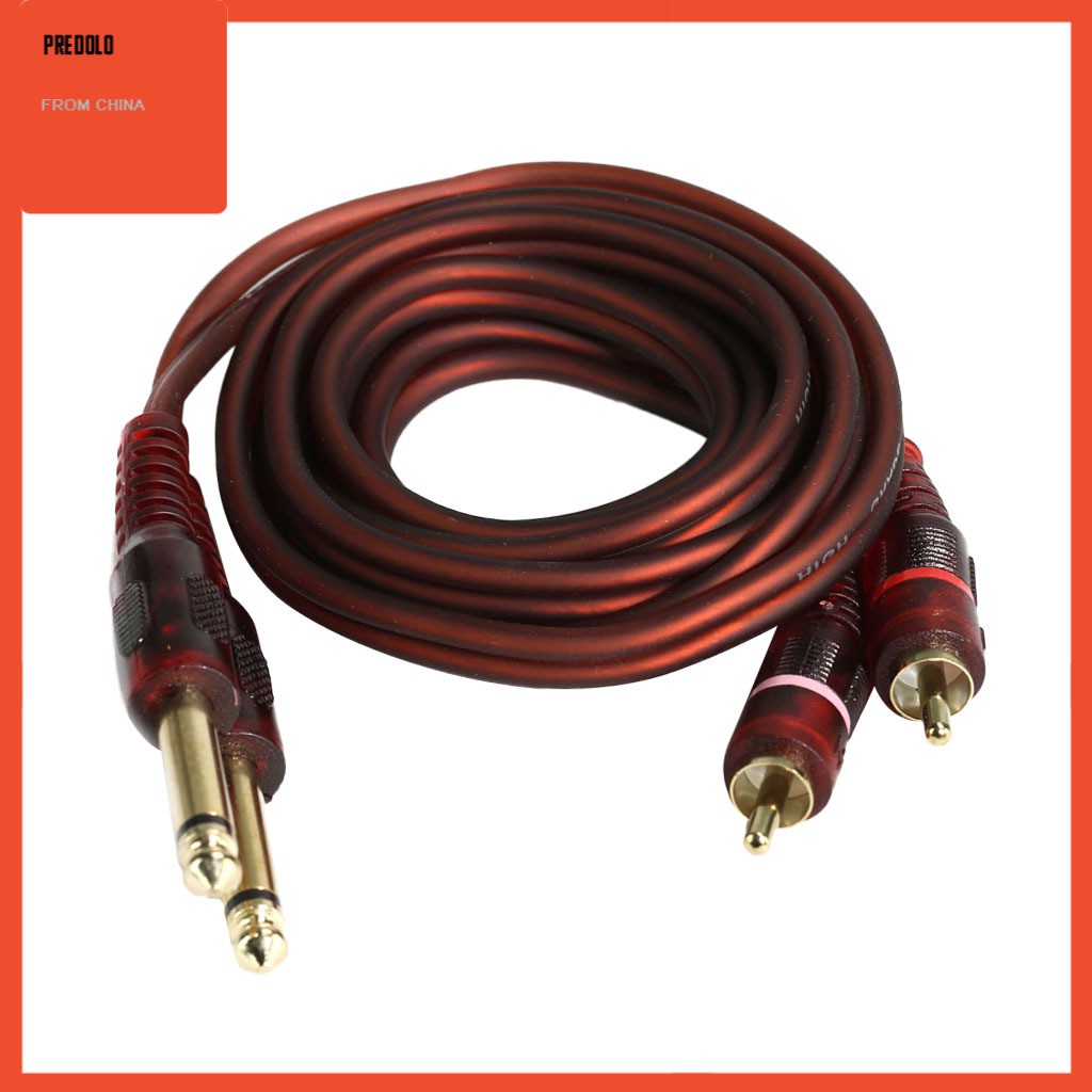 In Stock Audio Cable Dual 1/4&quot; Jack 6.35mm to Dual RCA Phono Male for Mixer Amplifier