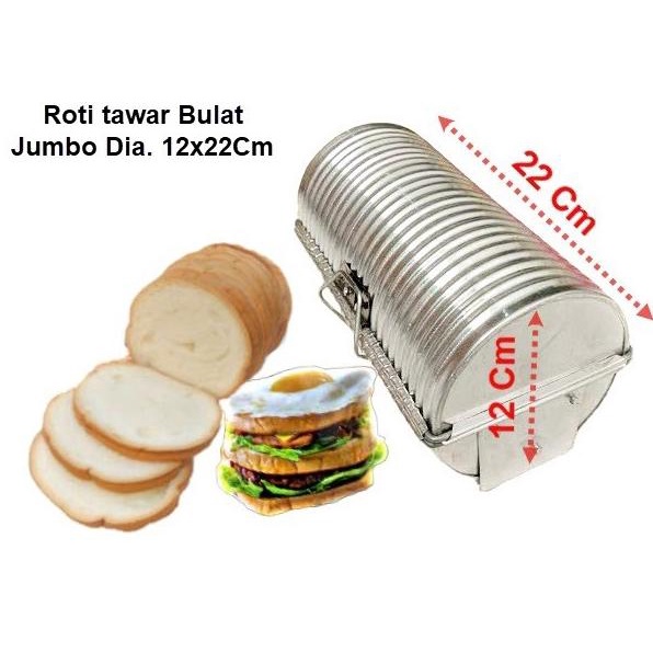 `````````] Cetakan Loyang Roti Tawar Bulat Jumbo dia. 12x22 Cm