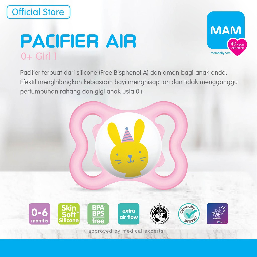 MAM Pacifier Air Empeng Bayi 0+ Bulan 1 Pcs