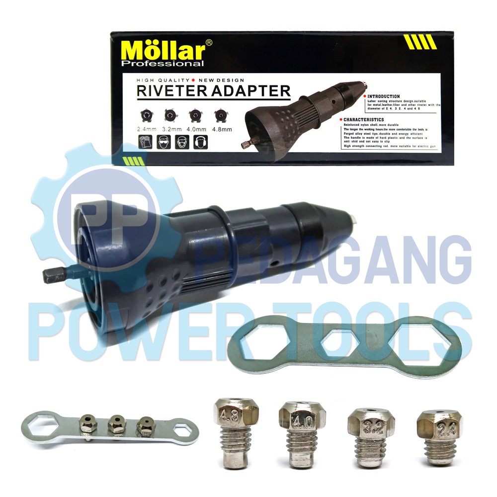 MOLLAR ADAPTOR TANG RIVET MESIN BOR LISTRIK CORDLESS PAKU RIVETER GUN