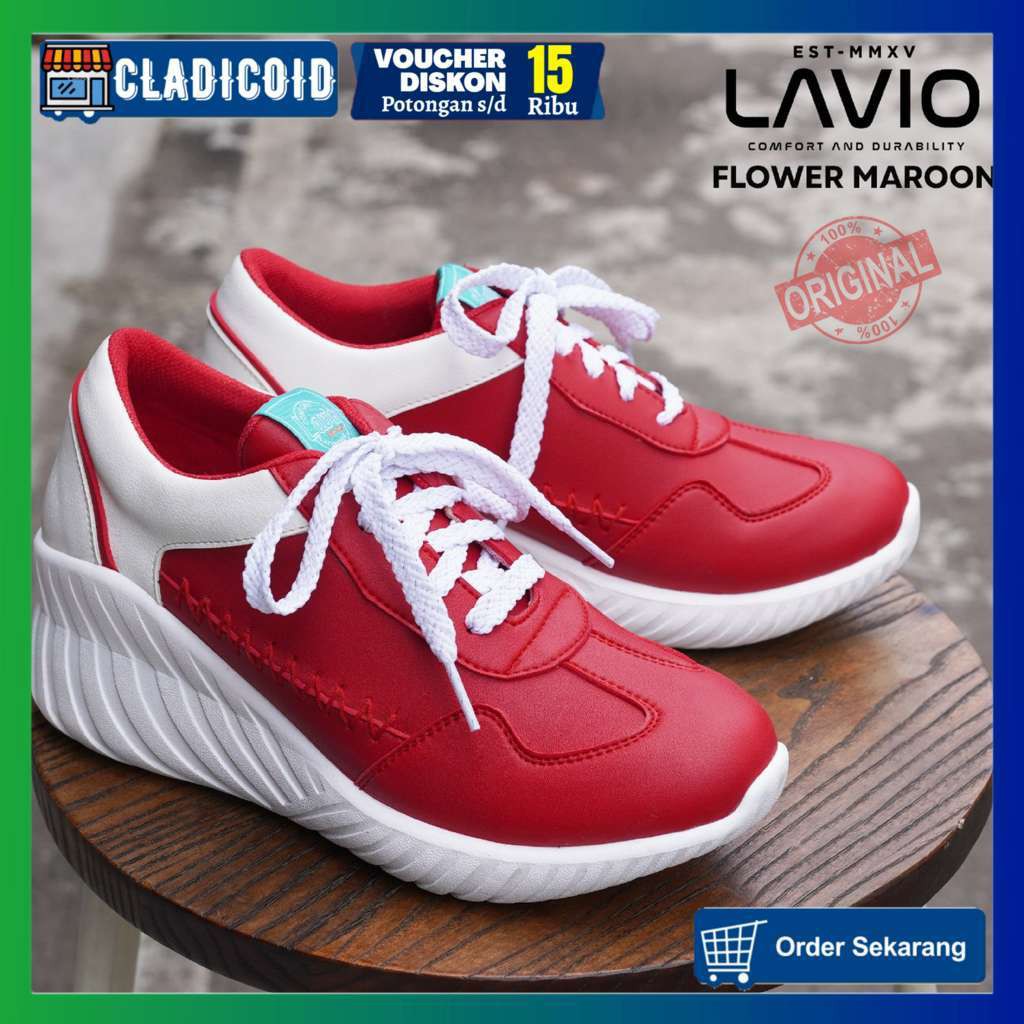 SEPATU SNEAKERS WANITA KOREA MODEL TERBARU OUTDOOR JALAN NONGKRONG LAVIO FLOWER ORIGINAL