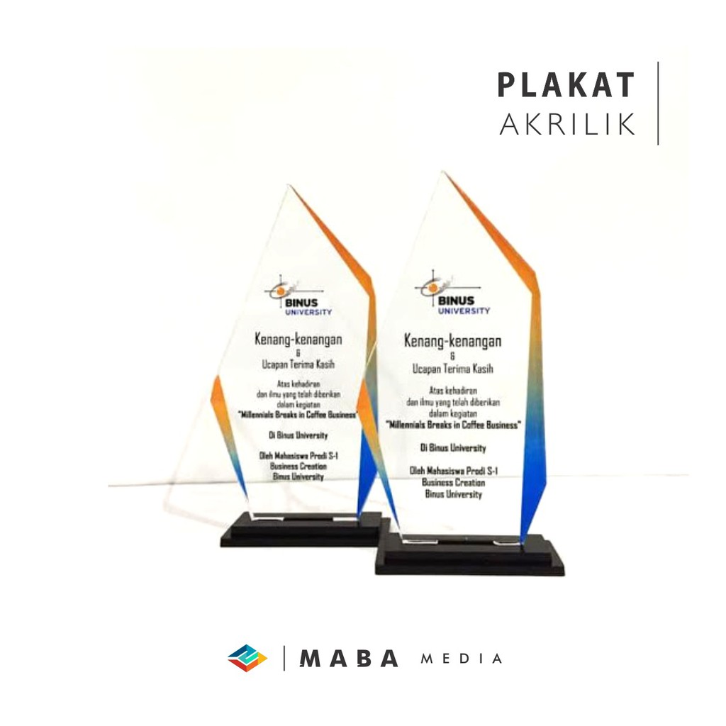 PLAKAT AKRILIK TROPHY PIALA PLAKAT CUSTOM UK 20X10