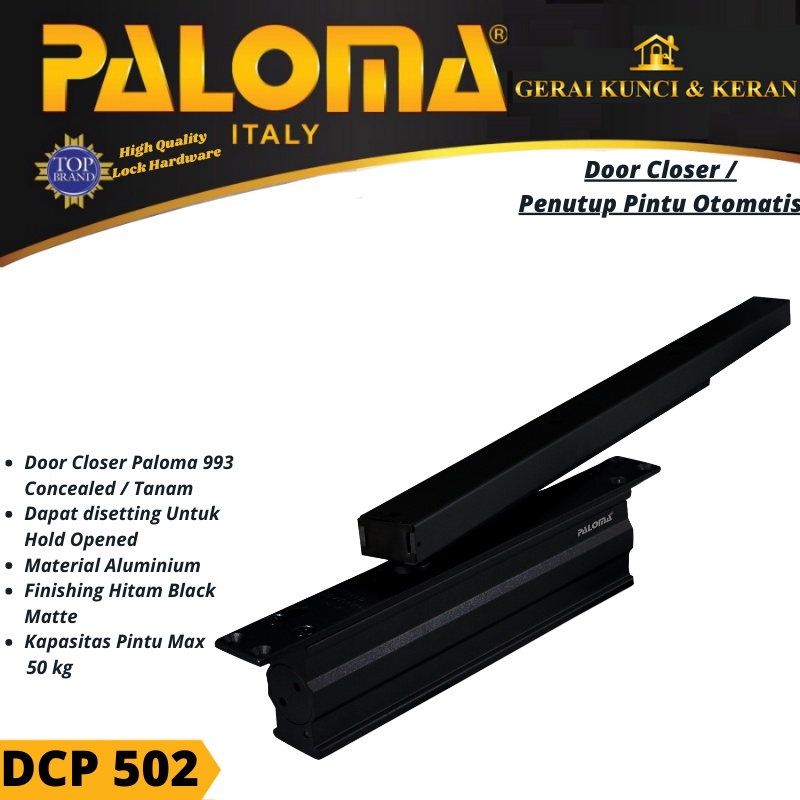 DOOR CLOSER PALOMA 993 CONCEALED HITAM DCP 502 PENUTUP PINTU OTOMATIS BLACK MATTE