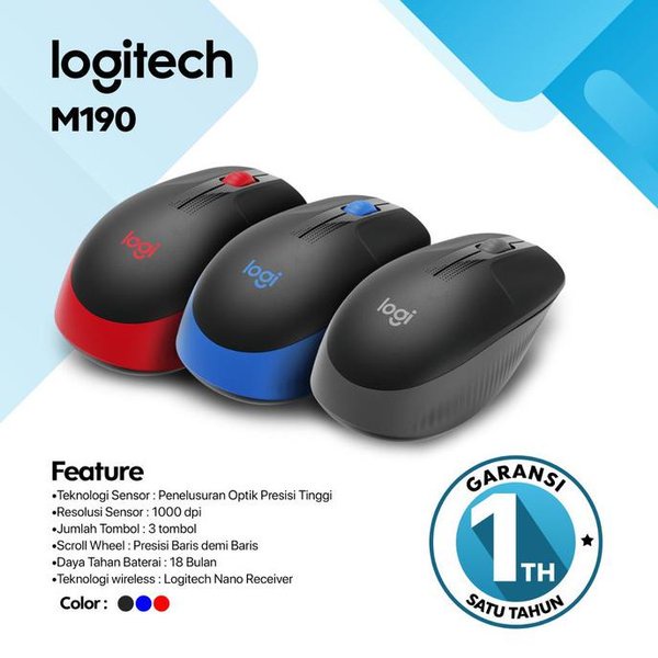 Mouse Logitech Wireless M190 Original - Garansi Resmi