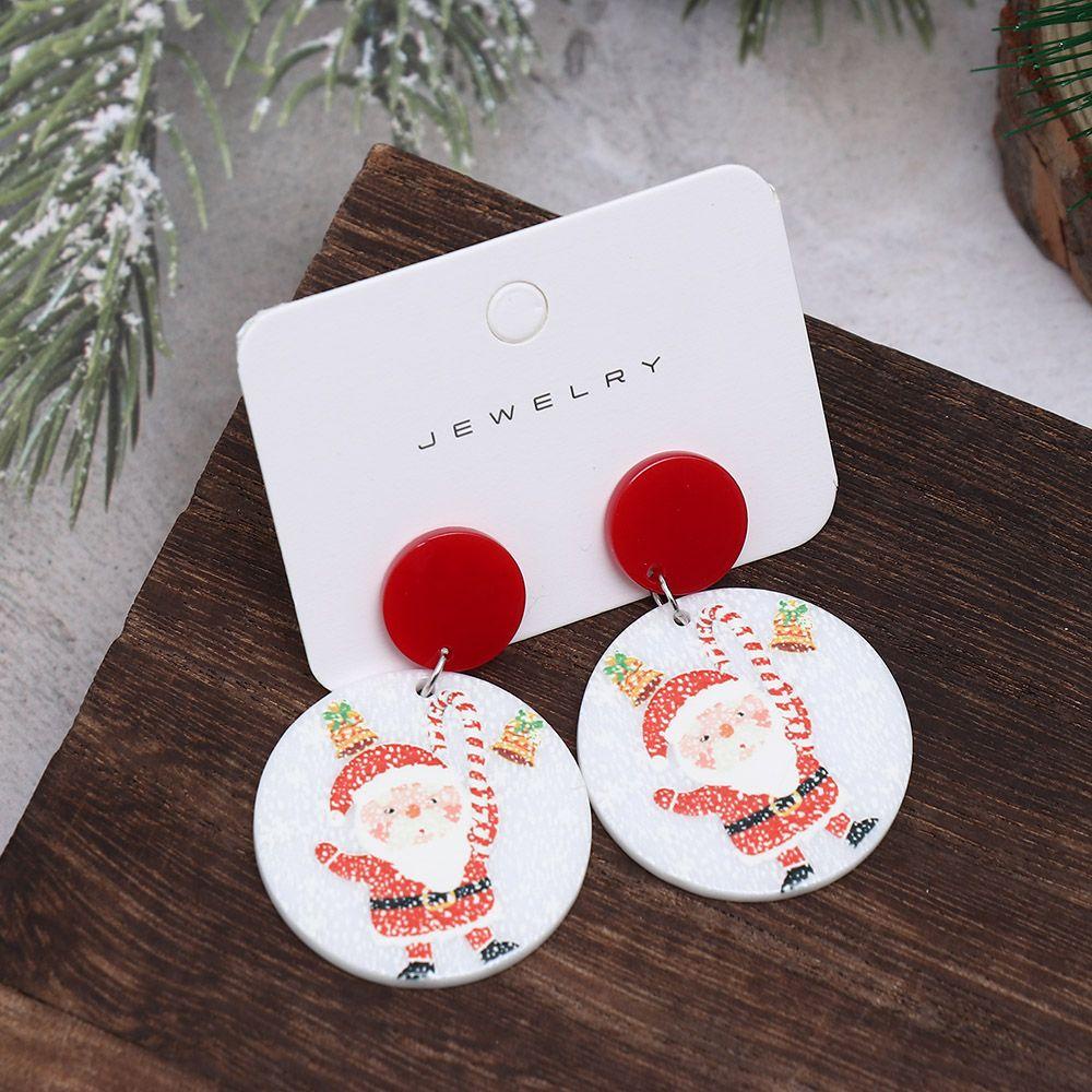 Solighter Anting Natal Fashion Wanita Aksesoris Lonceng Snowman Xmas Hadiah Akrilik