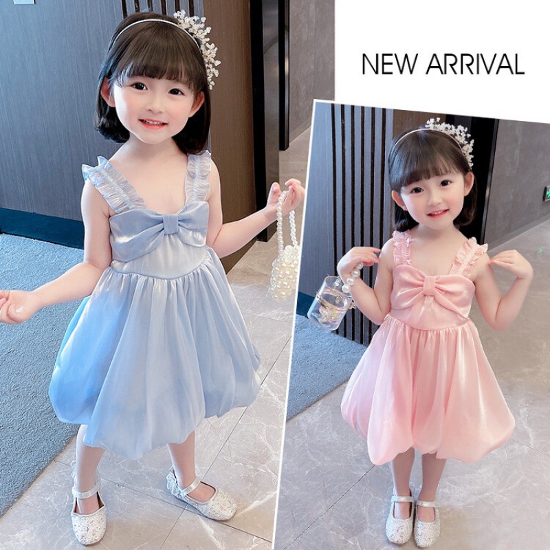 DB56 NEW Dress anak tanpa lengan motif balon dengan pita kualitas premium