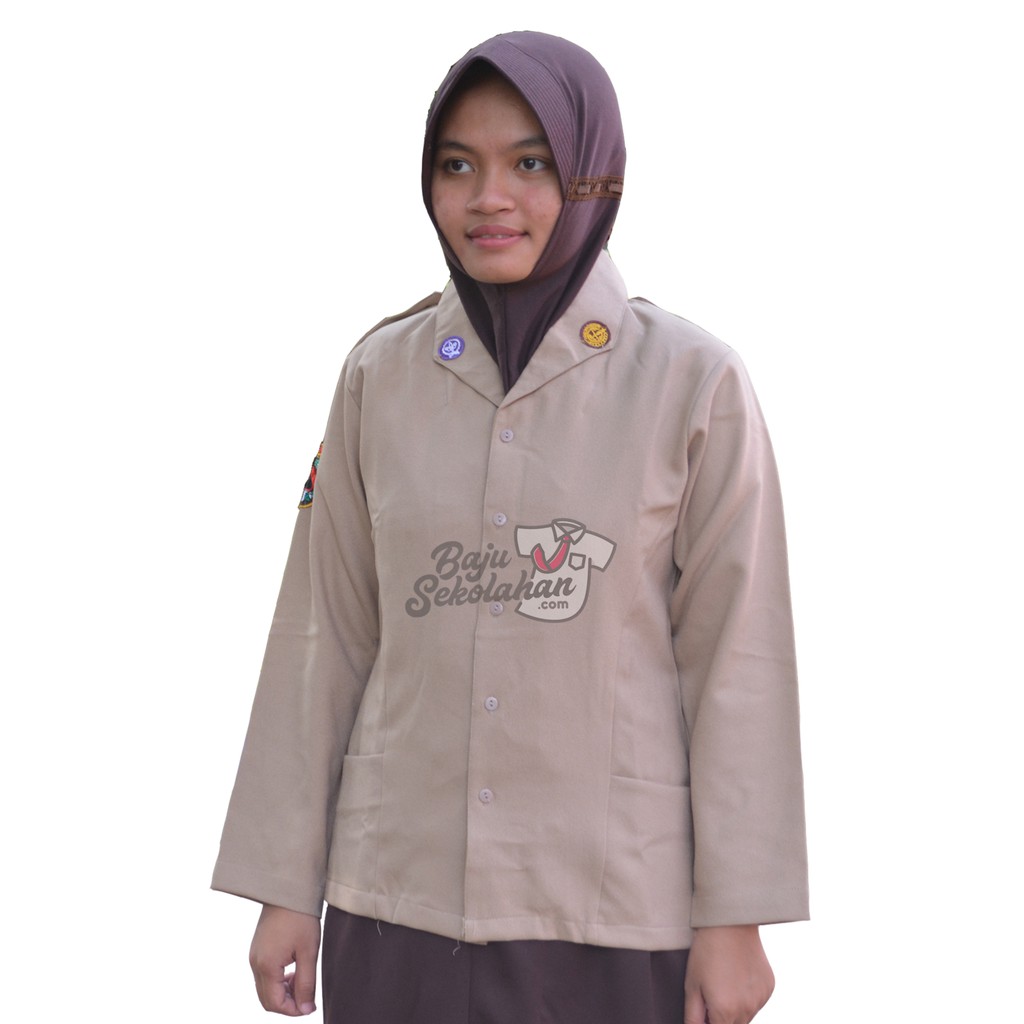 Baju Blazer Seragam Pembina Guru Wanita PramukaCoklatmuslim Bagus