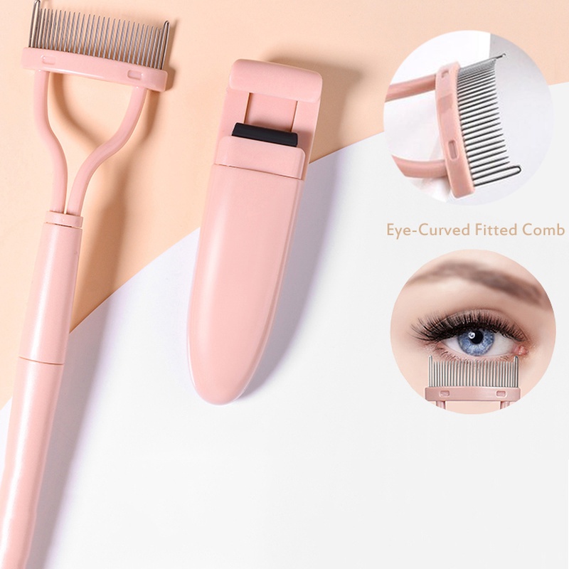 [1Set Handheld Durable Portable Metal Silicone Eyelash Curler &amp; Eyelash Comb ] [Curling Eyelashes Clip] [Eyelash Beauty Makeup Tools]