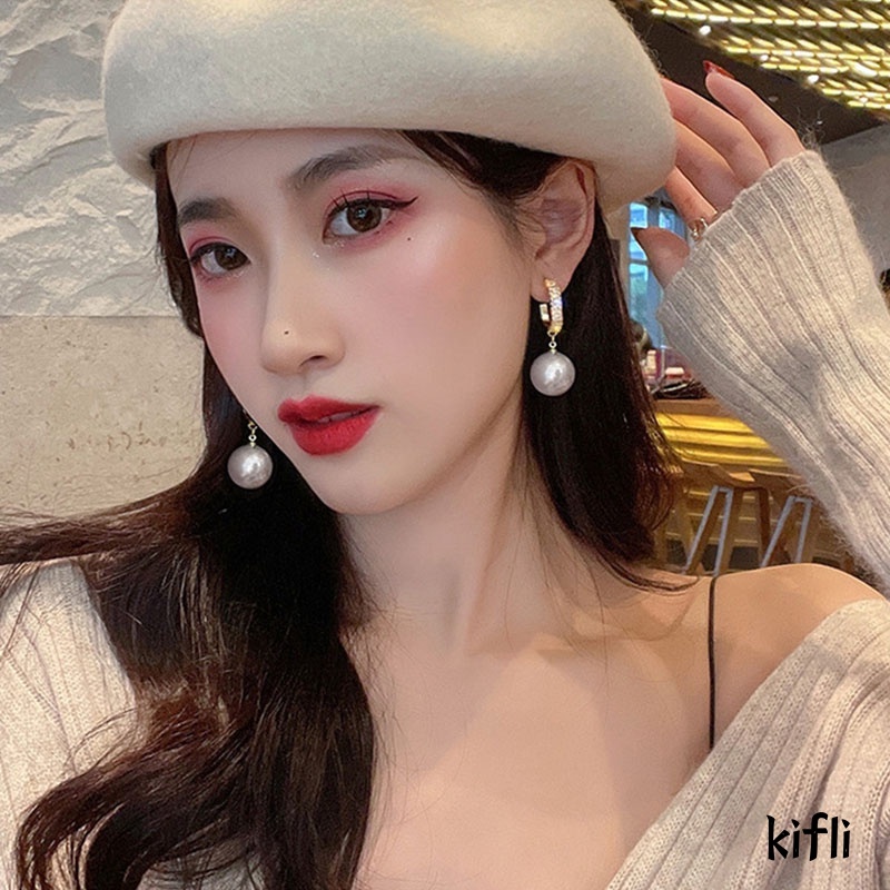 Korea Fashion Crystal Pearl Earrings,Light Mewah Temperamen Anting-Anting,Wanita Perhiasan Aksesoris