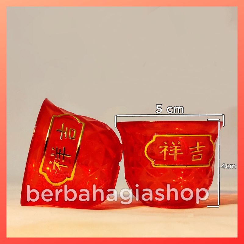 Gelas Cangkir Sembahyang Puja Merah Impor Kristal Taiwan isi 5 Pcs