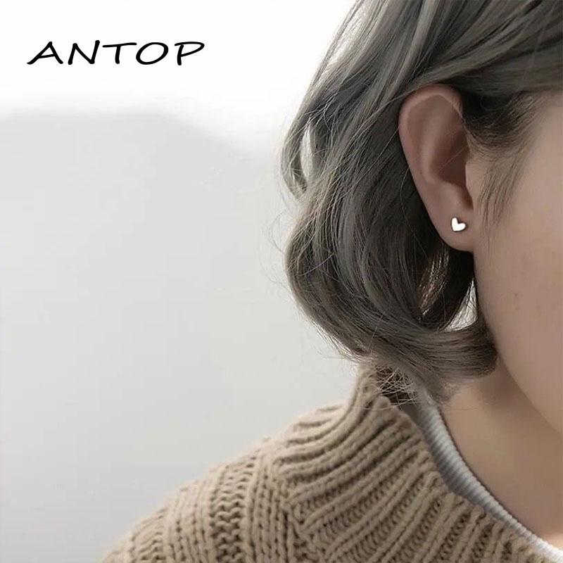 Anting Tusuk Wanita Bahan Sterling Silver 925 Desain Hati Gaya Simple Untuk Musim Panas