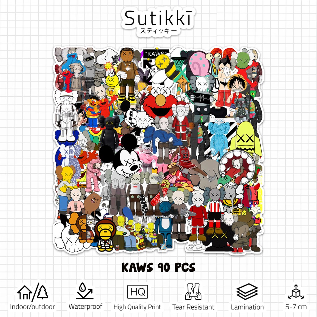 Sutikki | Sticker Pack Kaws Hypebeast Uniqlo Sesame Street Stiker Vinyl Laptop Motor Sepeda Koper