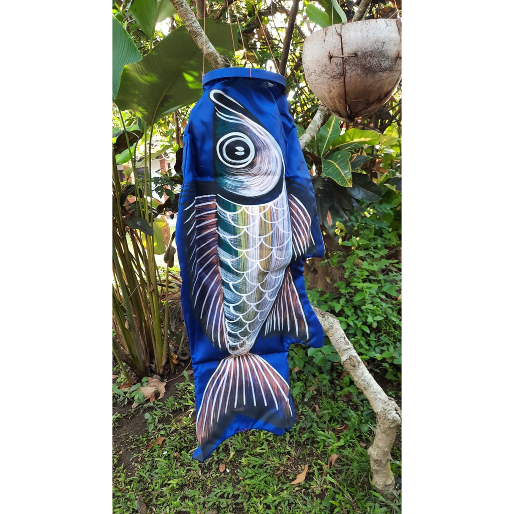 Windsock kain lukis ikan arah angin 60cm