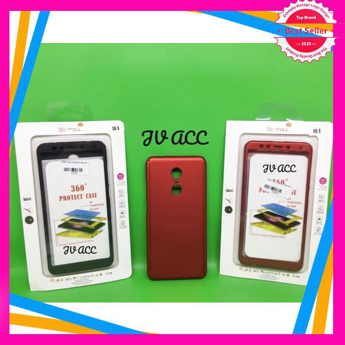 CASING HP 360 HARD FULL BODY PLUS TEMPERED GLASS XIAOMI REDMI 5 HITAM