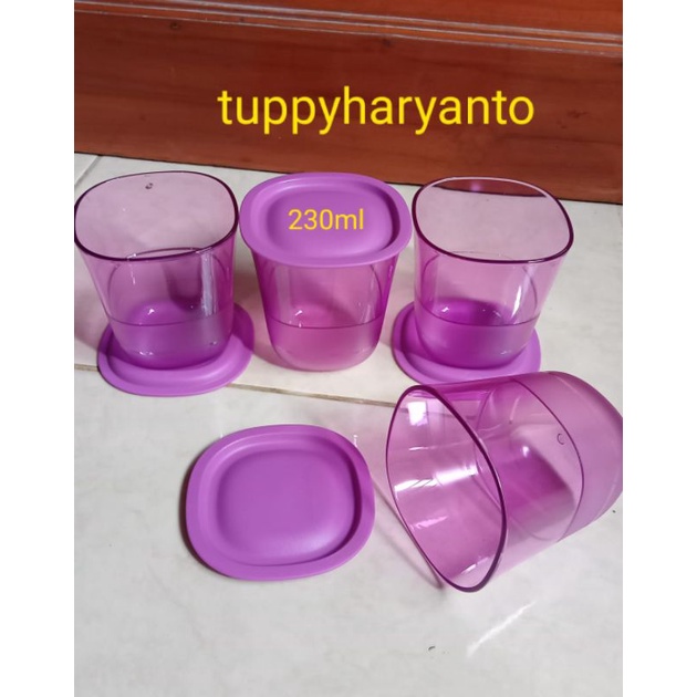 Gelas minum crystalline low ungu 230ml tupperware / gelas kristal