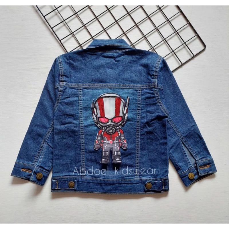 JAKET JEANS LED (NYALA) ANAK/JAKET JEANS SUPERHERO