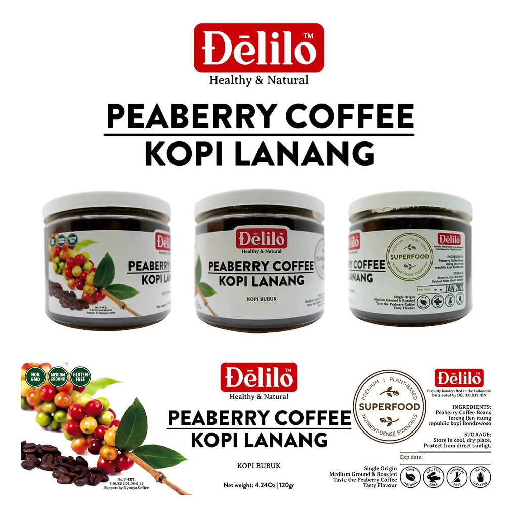 

PEABERRY COFFEE KOPI LANANG Premium kopi Lanang bubuk Peaberry Proses Roasting Medium 120gr