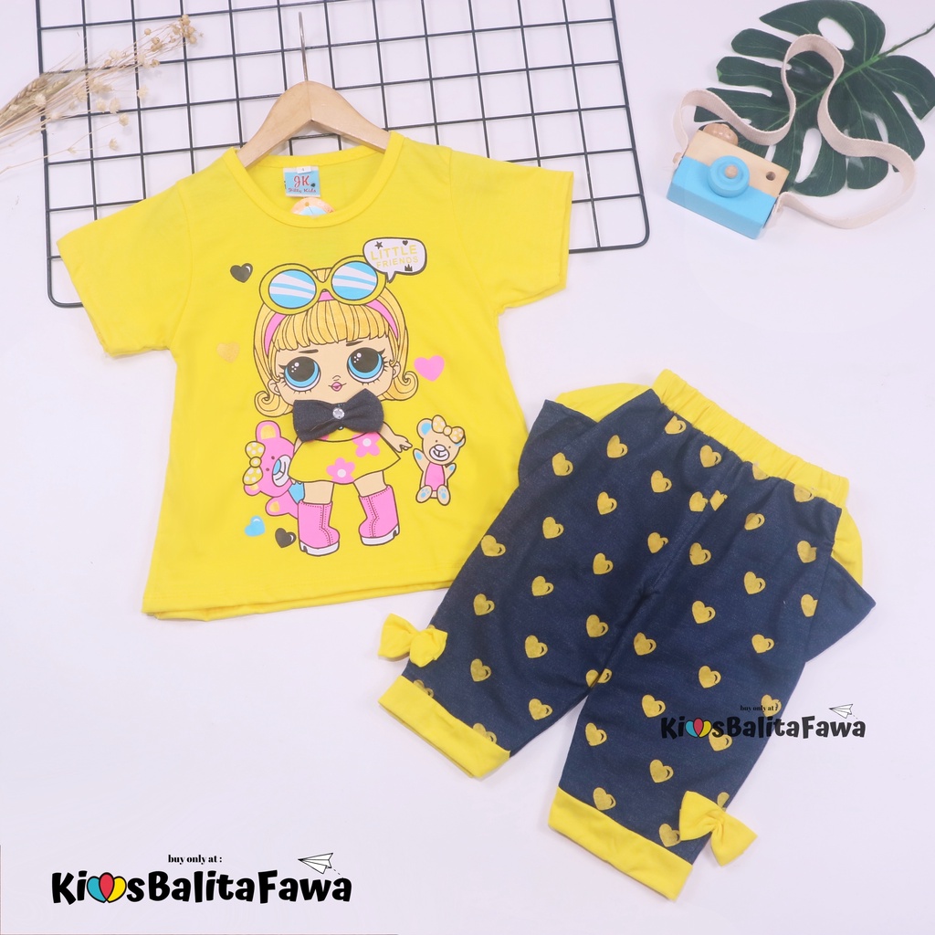 Setelan Lisa uk 1-6 Tahun / Baju Anak Perempuan Set Balita Cewek Kaos Lengan Pendek Celana Jogger babycinnamon