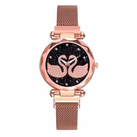 BAJ Jam Tangan Swan Angsa Wanita Magnet Quartz Stainless Steel Analog / JF043