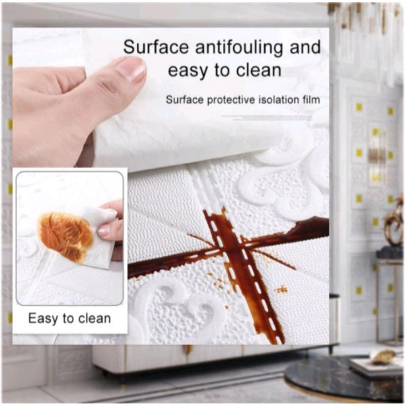 WALLPAPER DINDING 3D FOAM MOTIF BATIK UK.35CM X 35CM-TEBAL-5