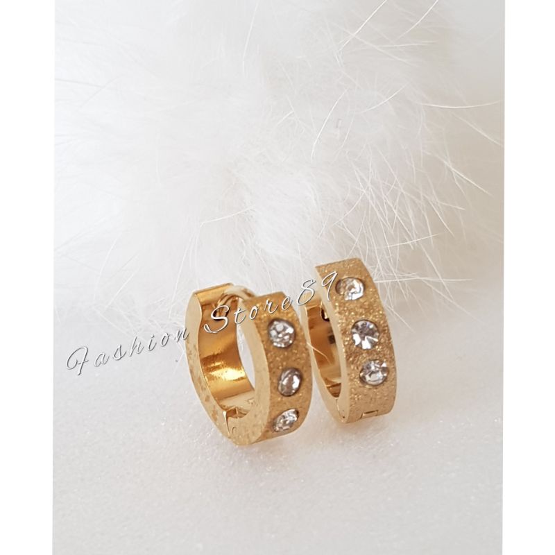 Titanium Anting Jepit Pasir silver Gold Antikarat permata1 impor perhiasan Titanium anting permata3